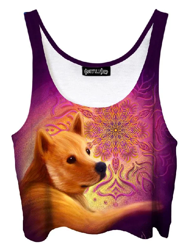 Doge Life Dog Fractal Crop Top Summer Crop Top Casual Short Sleeve