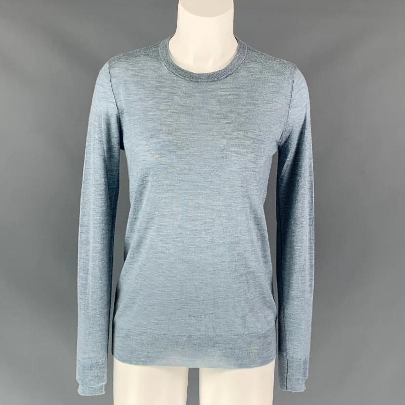 JOSEPH Size M Light Blue Cashmere Solid Pullover Blouson Sleeve Pullover
