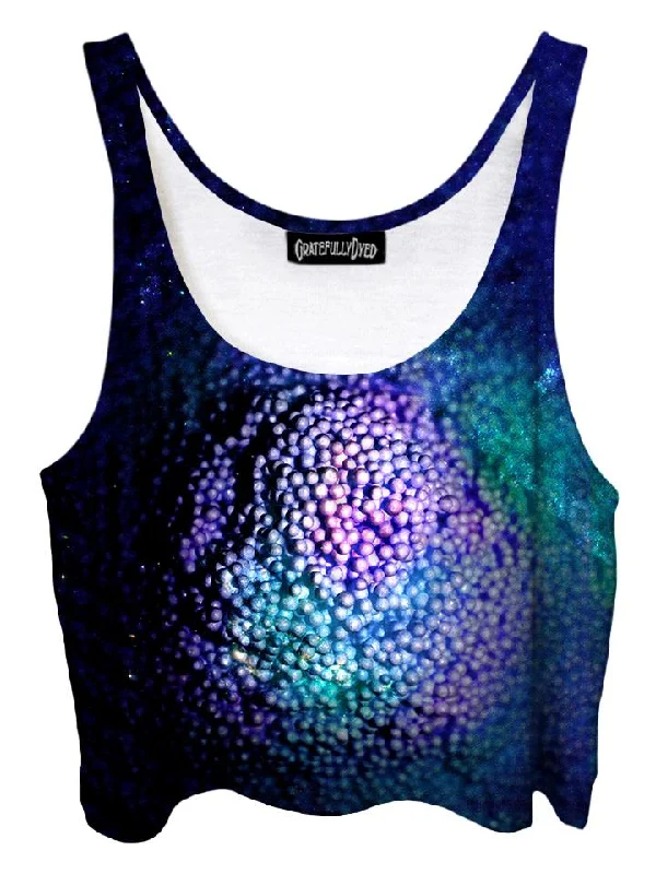 Dots Psychedelic Bubble Galaxy Crop Top Mesh Fabric Canvas Fabric Denim Fabric