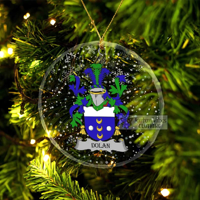 Dolan Irish Clan Christmas Glass Ornament with Coat of Arms Herringbone Houndstooth Plaid Dolan Irish Clan Christmas Glass Ornament with Coat of Arms Herringbone Houndstooth Plaid