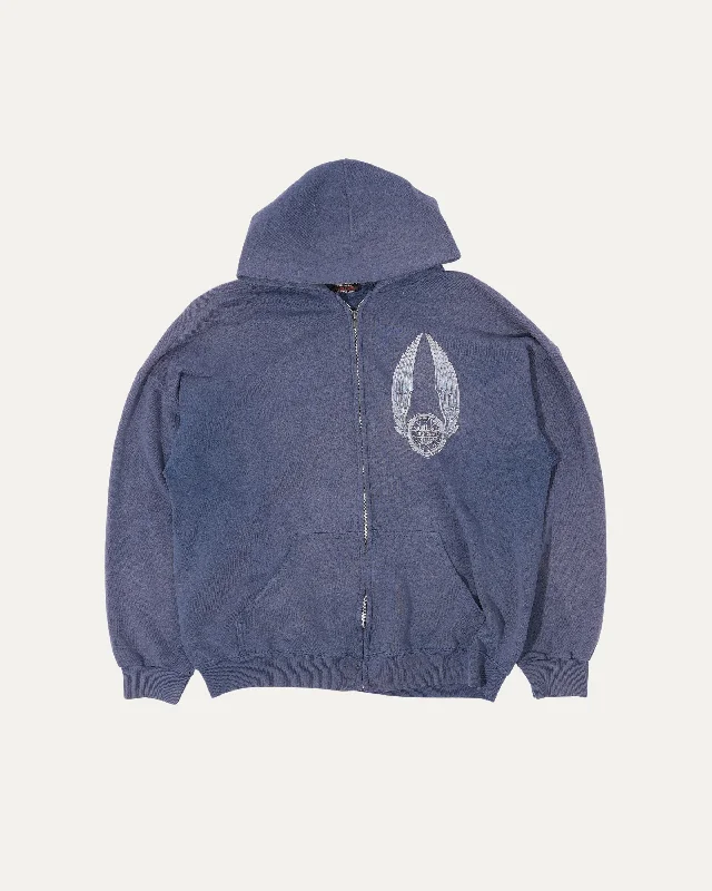 Harley Davidson Zip-Up Hoodie Hoodie with Raw Hem Edgy Unfinished