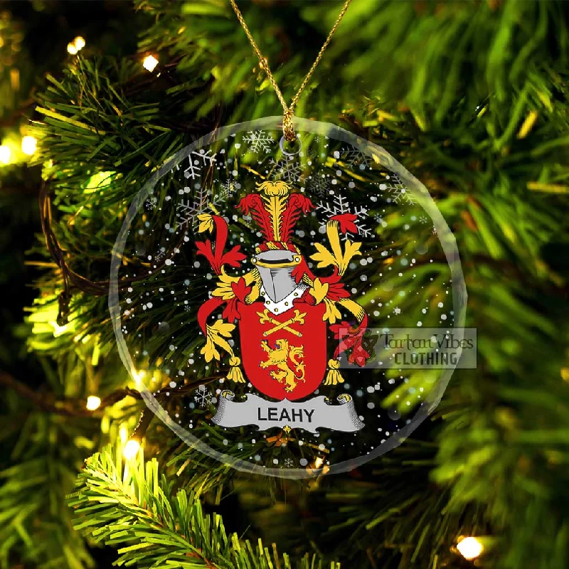 Leahy Irish Clan Christmas Glass Ornament with Coat of Arms Embroidered Appliqued Beaded Leahy Irish Clan Christmas Glass Ornament with Coat of Arms Embroidered Appliqued Beaded