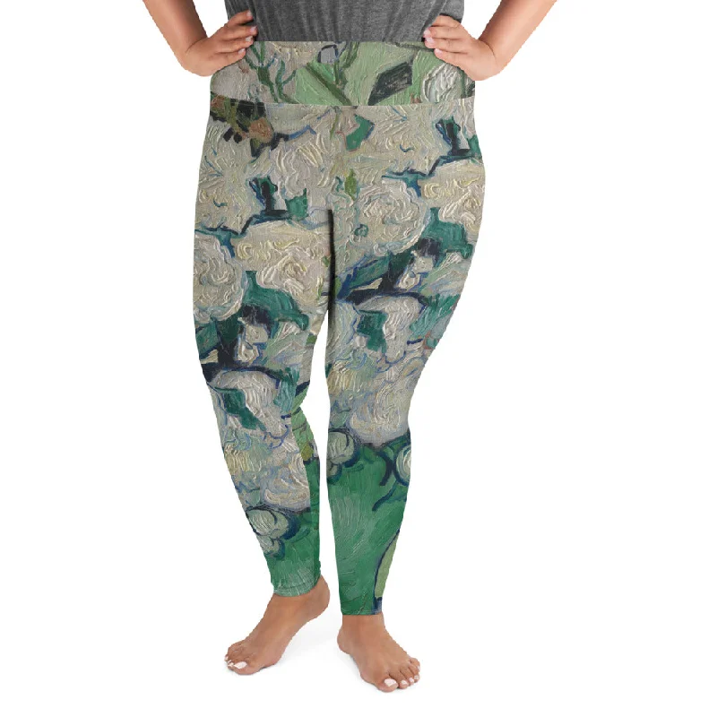 Vincent Van Gogh Roses Fine Art Plus Size Leggings Cozy Bootcut Leggings