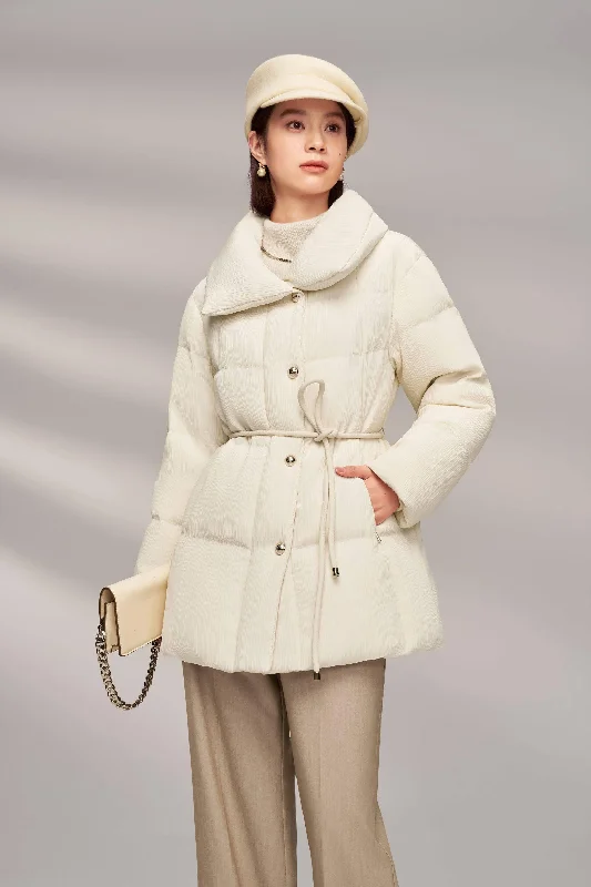 Women’s Quiet Luxury Goose Down Trench Coat 4314 Stole Shawl Scarf