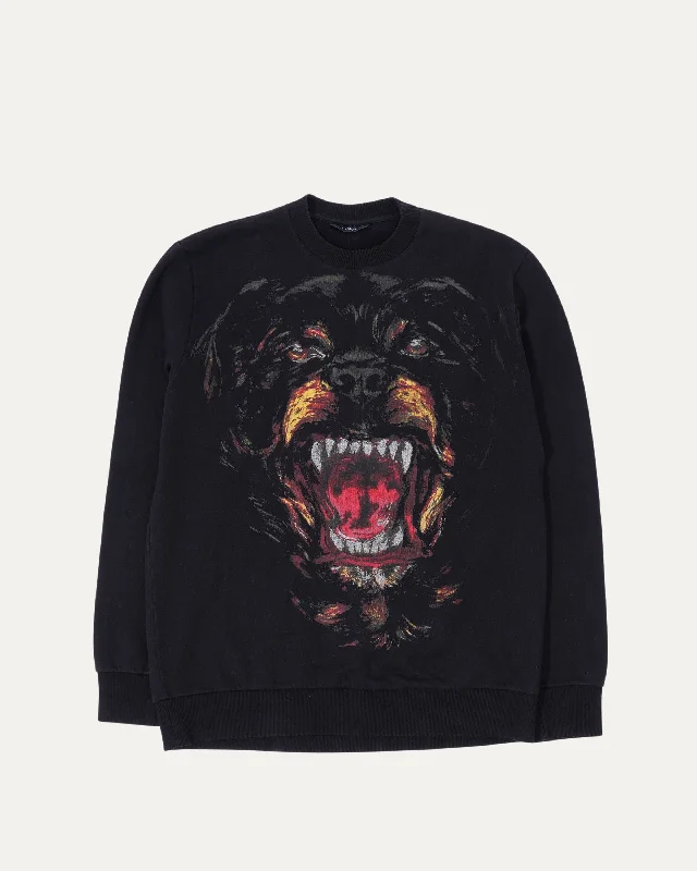 Rottweiler Print Sweatshirt Hoodie with Ribbed Cuffs Snug Fit Comfort