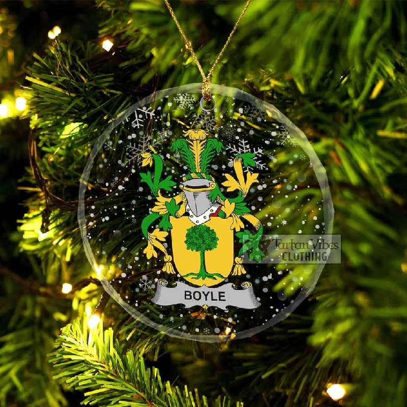 Boyle Irish Clan Christmas Glass Ornament with Coat of Arms Three-Quarter Sleeve Elbow Sleeve Wrist Sleeve