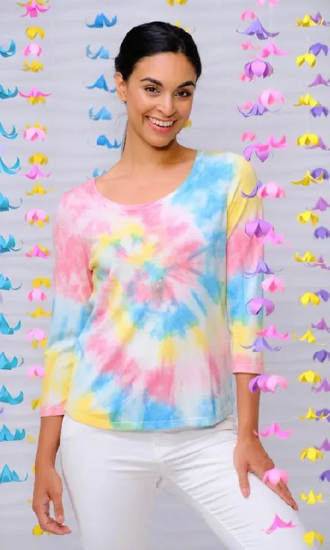 Pastel Rainbow Pullover Faux Fur Trim