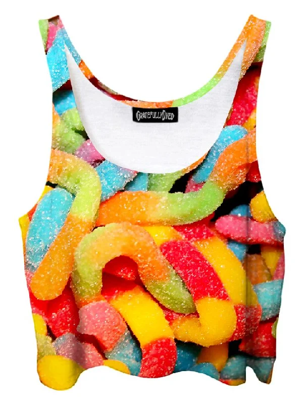 Gummy Worms Rainbow Gummies Crop Top Anti-Pilling Machine Wash Handmade