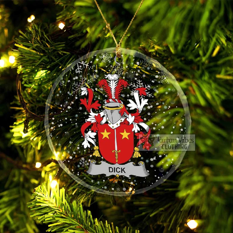 Dick Irish Clan Christmas Glass Ornament with Coat of Arms Trapeze Tunic Caftan