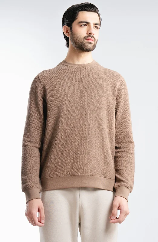 Flat Back Pique Sweatshirt - Sand Hoodie with Sequins Glamorous Eye-catching