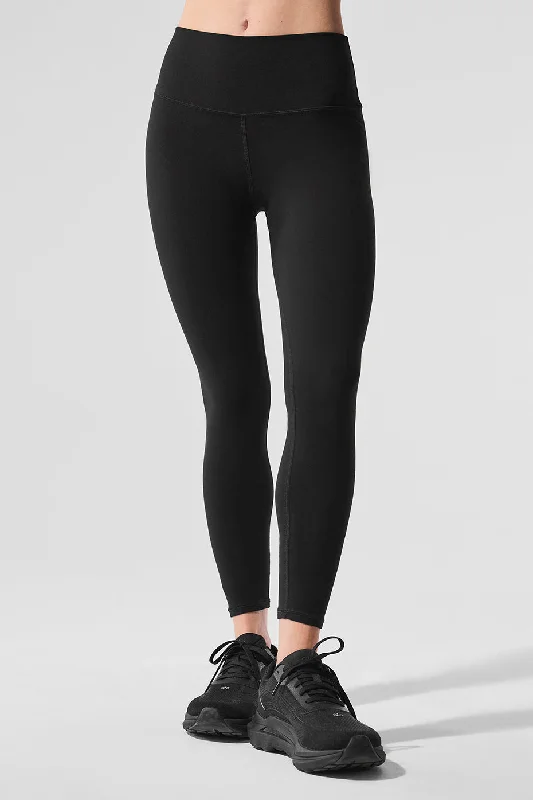 Alosoft High-Waist 7/8 Highlight Legging - Black Elegant Textured Leggings