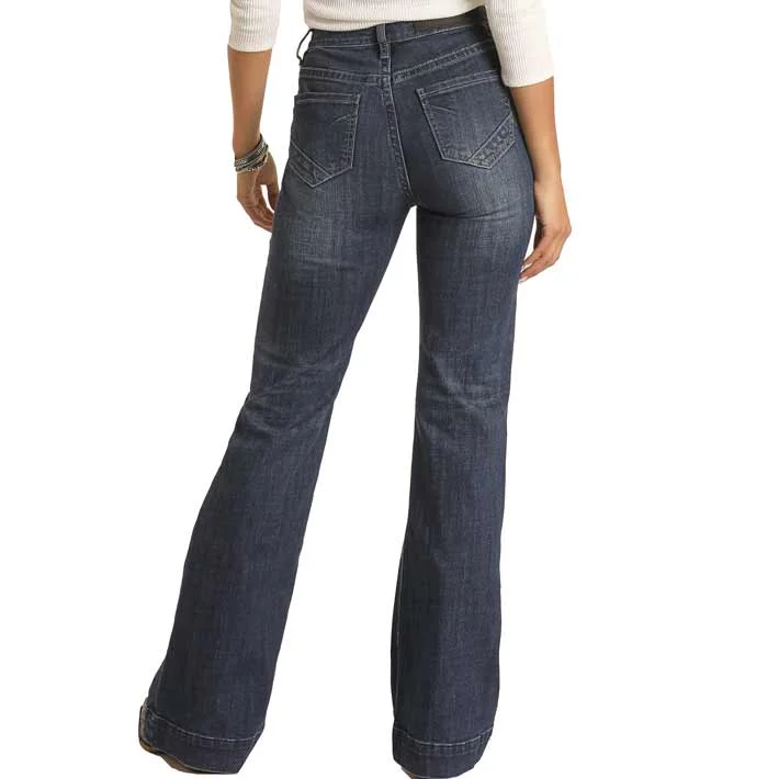 Rock & Roll Cowgirl Women's Button Fly Trouser Jeans Trousers Floral Bohemian