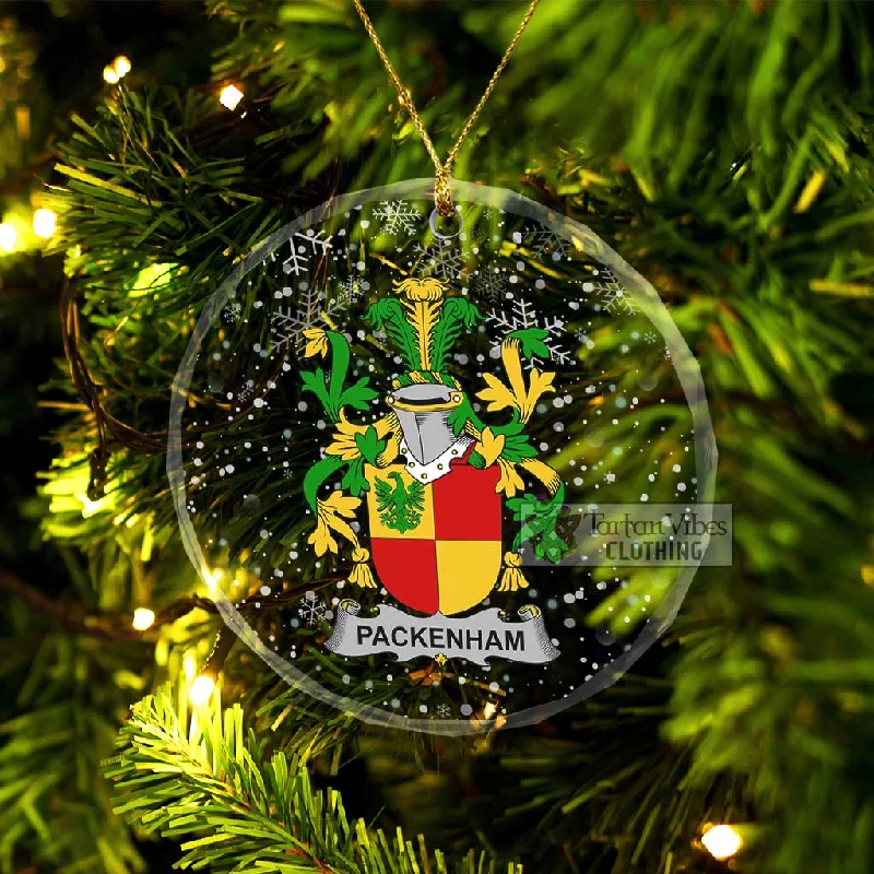 Packenham Irish Clan Christmas Glass Ornament with Coat of Arms Boat Shawl Notched