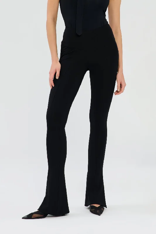 Saint Body Wide Leg Leggings Black Comfortable Ribbed Sports Leggings