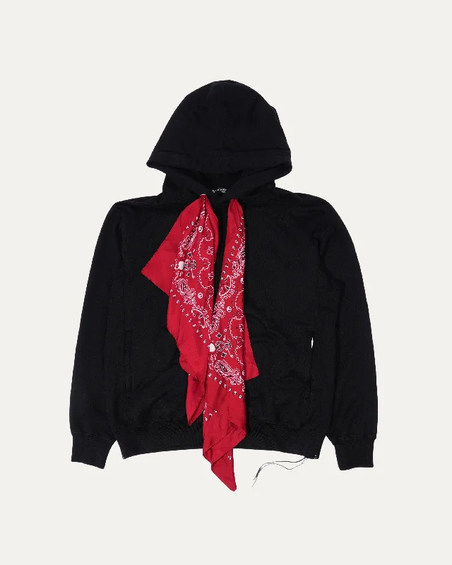 Boxy Silk Bandana Hoodie Cotton Hoodie Fleece Lining Warmth