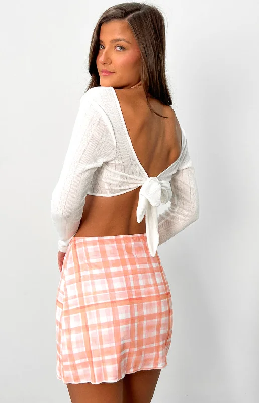 Ellie White Crop Top Mesh Canvas Denim