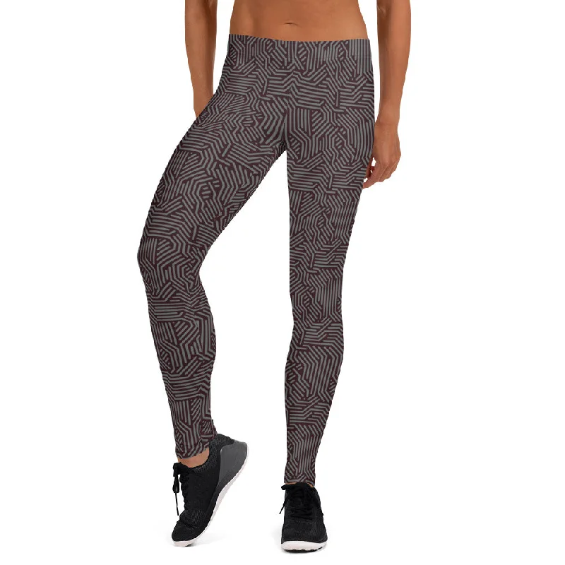 Black and Grey Liberty Maniacs Handmade Digital Print Womens Leggings Cozy Bootcut Leggings