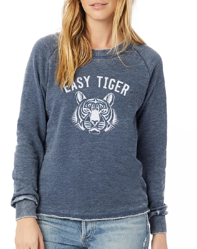 Women's Easy Tiger Loved-In French Terry Pullover Fitted Ribbed Sweater
