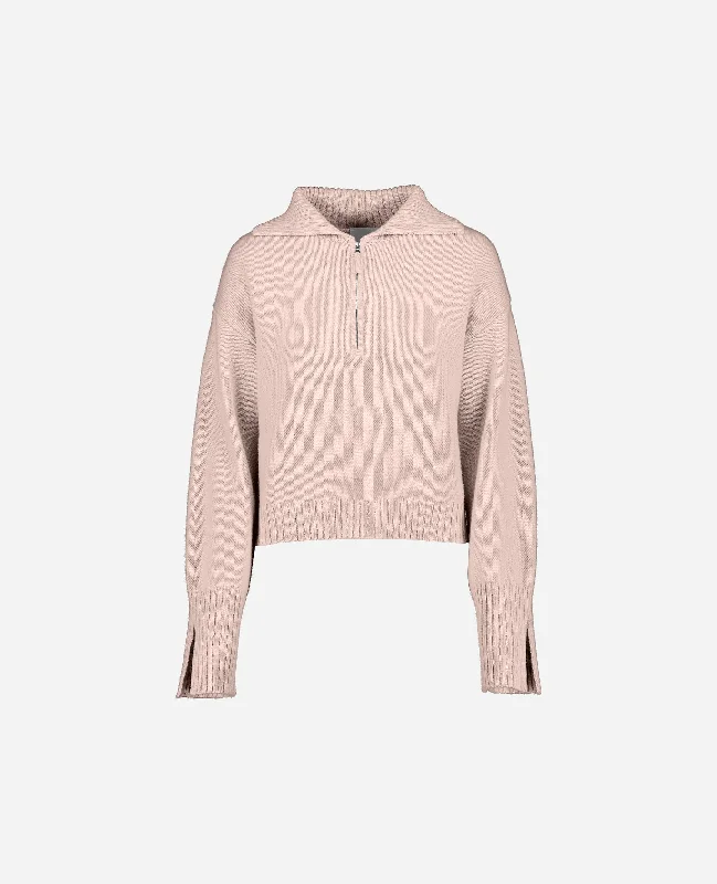 V-Pullover aus Cashmere in Rose Thick Cable Knit