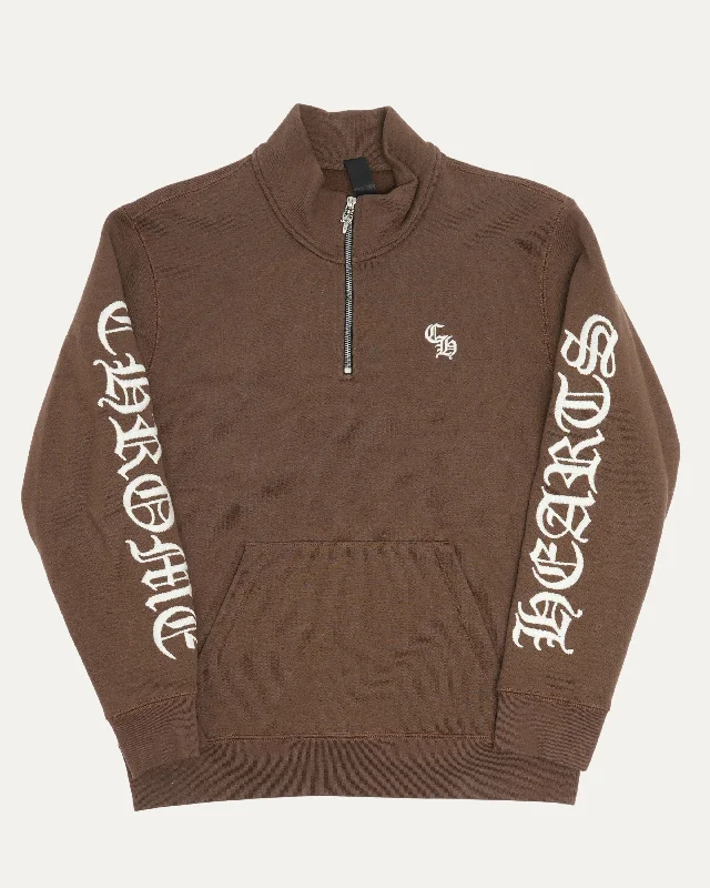 Embroidered Quarter-Zip Sweatshirt Hooded Sweatshirt Casual Wear Street Style