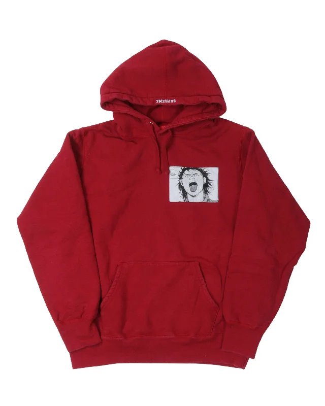 FW17 Akira Patches Hooded Sweatshirt Hoodie with Set-In Sleeves Structured Classic