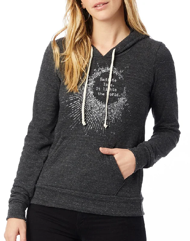 Women's Radiate Love Eco Fleece Pullover Hoodie Ribbed Crew Neck