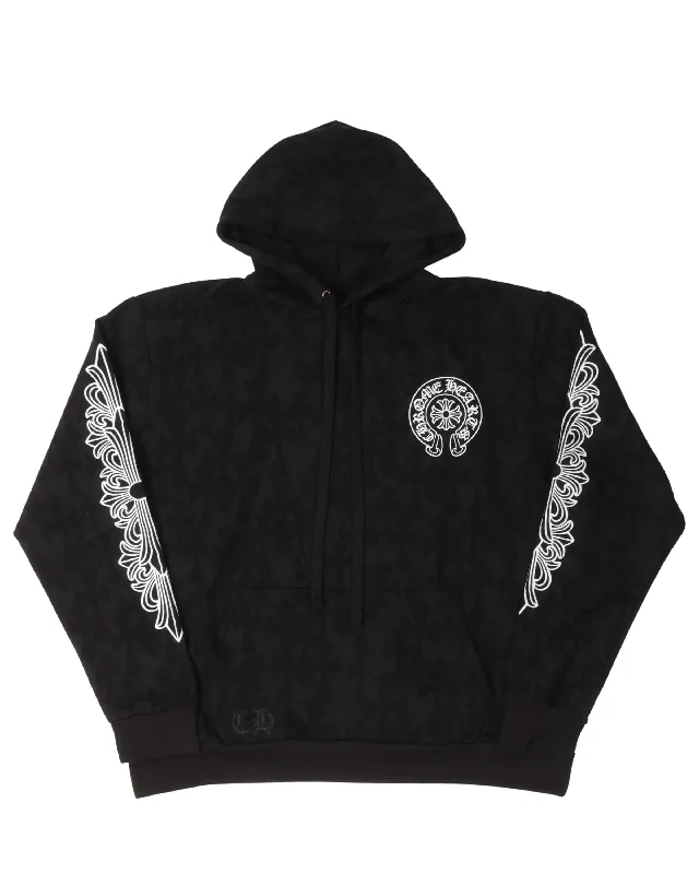 Cemetery Cross Horseshoe Logo Hoodie Hoodie with Ribbed Cuffs Snug Fit Comfort