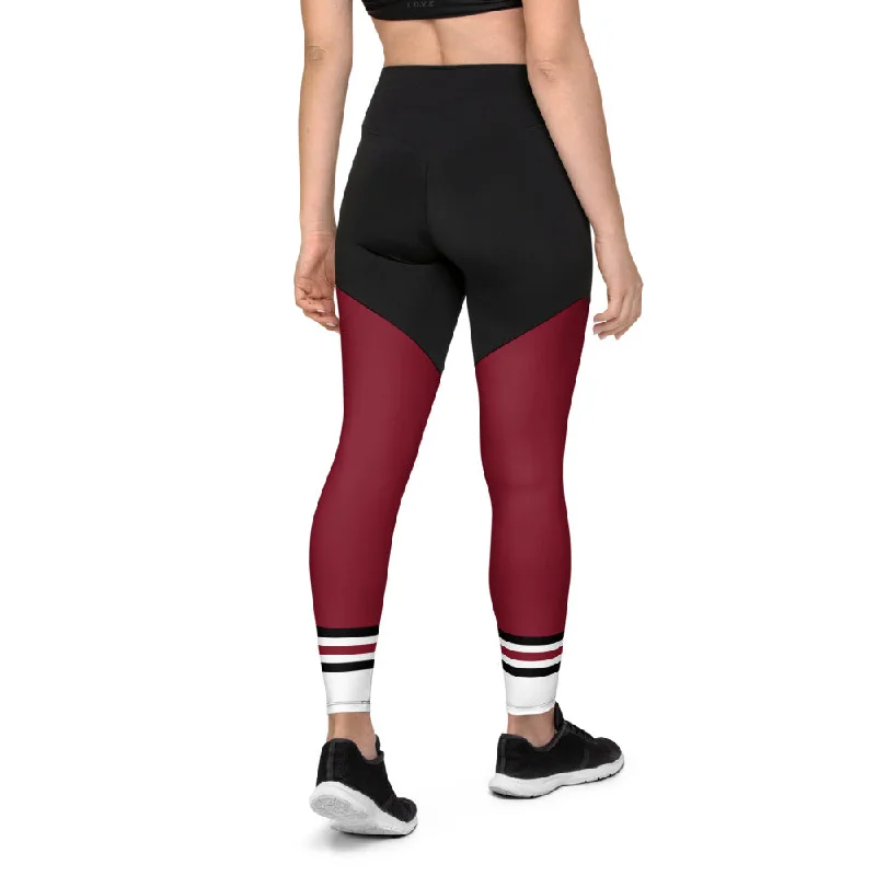 'Lady Savage' Leggings - Burgandy Stylish Printed Stretch Leggings
