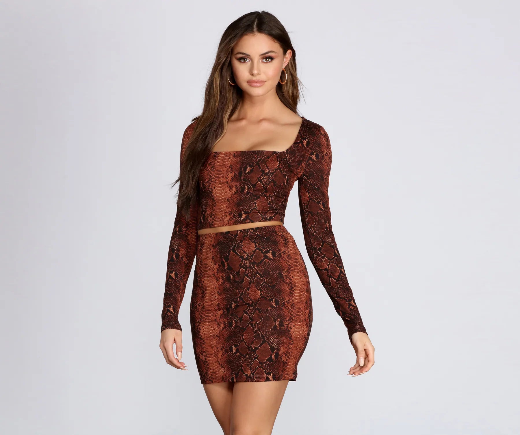 Slay In Snake Crop Top Collared Crew Neck Turtle Neck