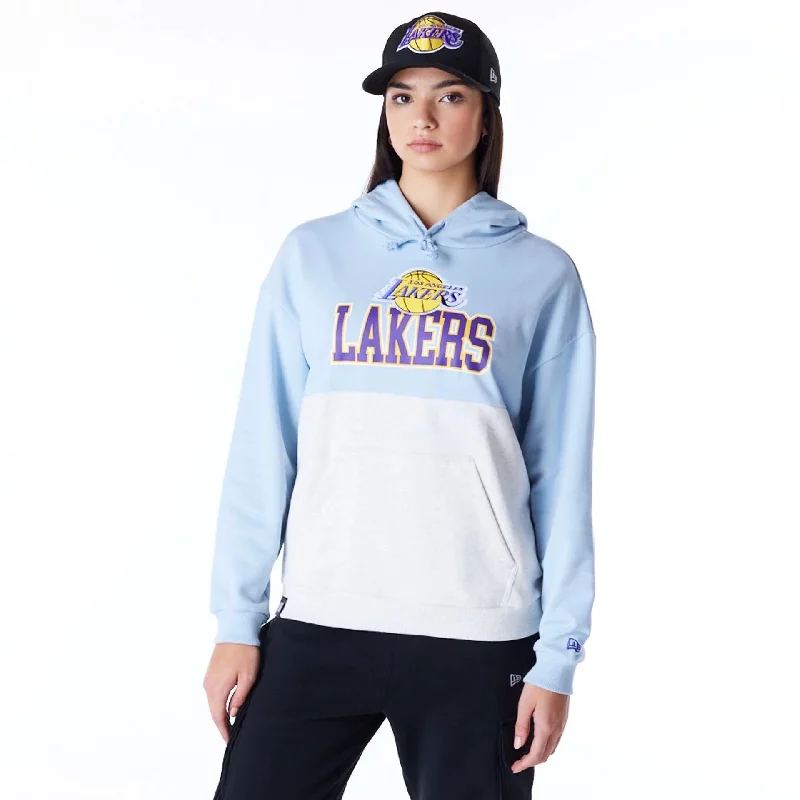 LA Lakers Womens NBA Pastel Blue Oversized Pullover Hoodie Sarouel Sleeve Pullover