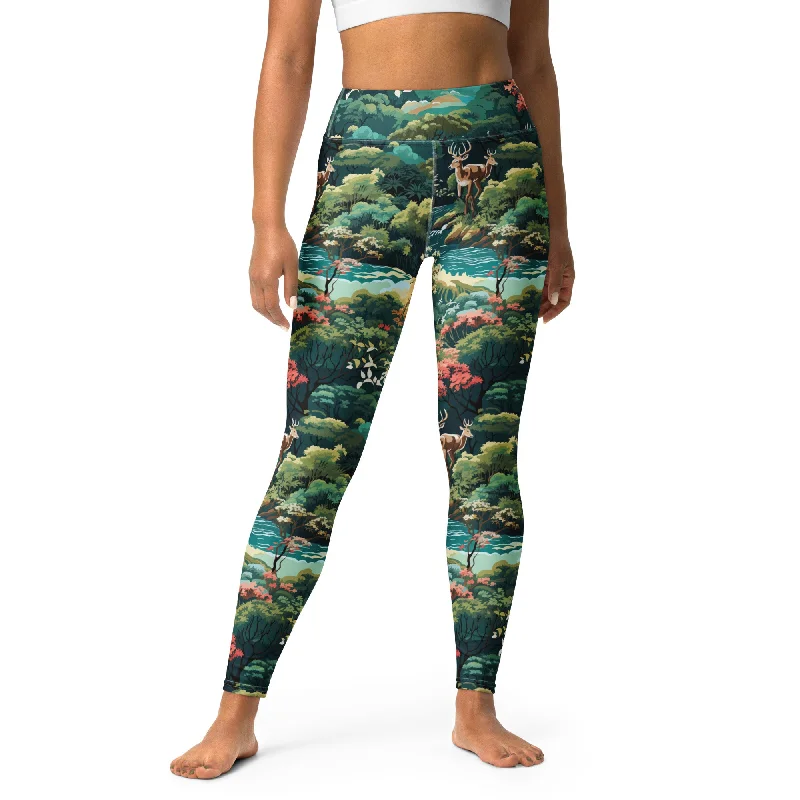 Northwoods Pattern Yoga Leggings Fashionable Plus-Size Activewear