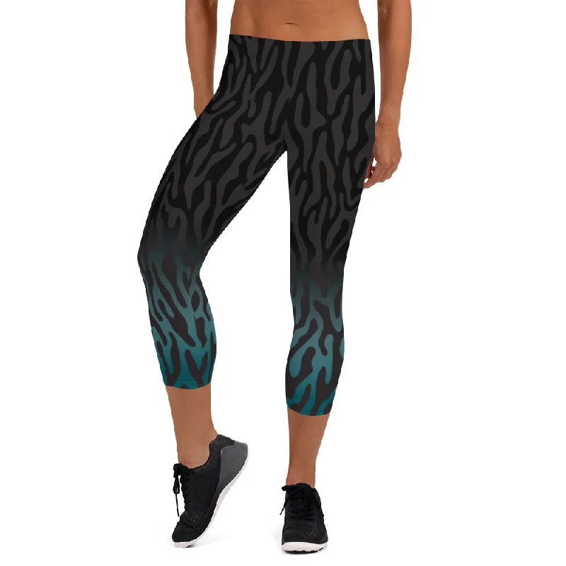 Teal Mernbrook Capri Leggings Comfortable Athletic Tights
