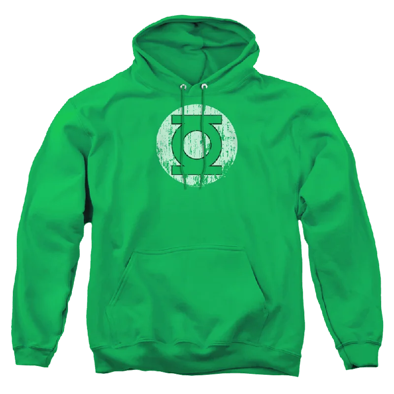 Green Lantern Distressed Lantern Logo - Pullover Hoodie Boyleg Sleeve Pullover