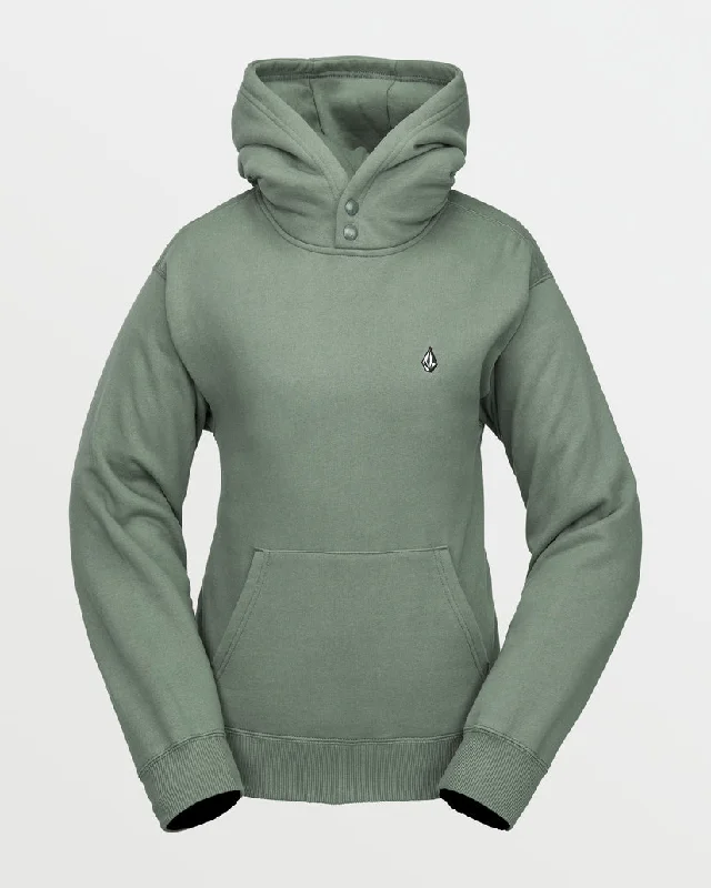 Volcom Womens Costus Pullover Fleece Ruffled Neck Pullover