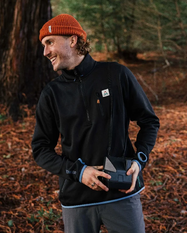 Men's Solitude Recycled Polartec® Fleece Pullover - Black Elbow Length Sleeve