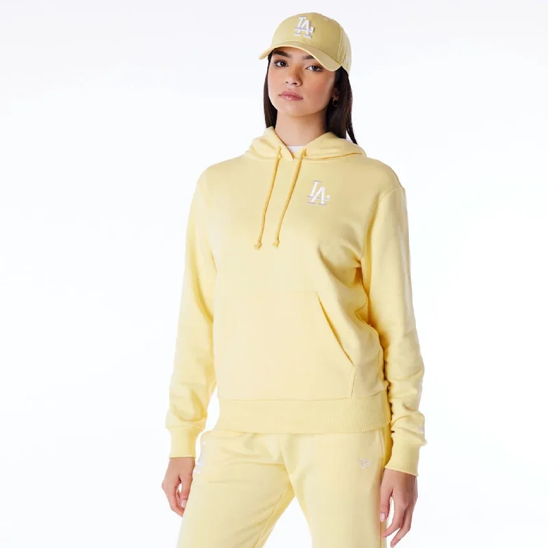 LA Dodgers Womens MLB League Essential Pastel Yellow Pullover Hoodie Polo Neck Sweater LA Dodgers Womens MLB League Essential Pastel Yellow Pullover Hoodie Polo Neck Sweater