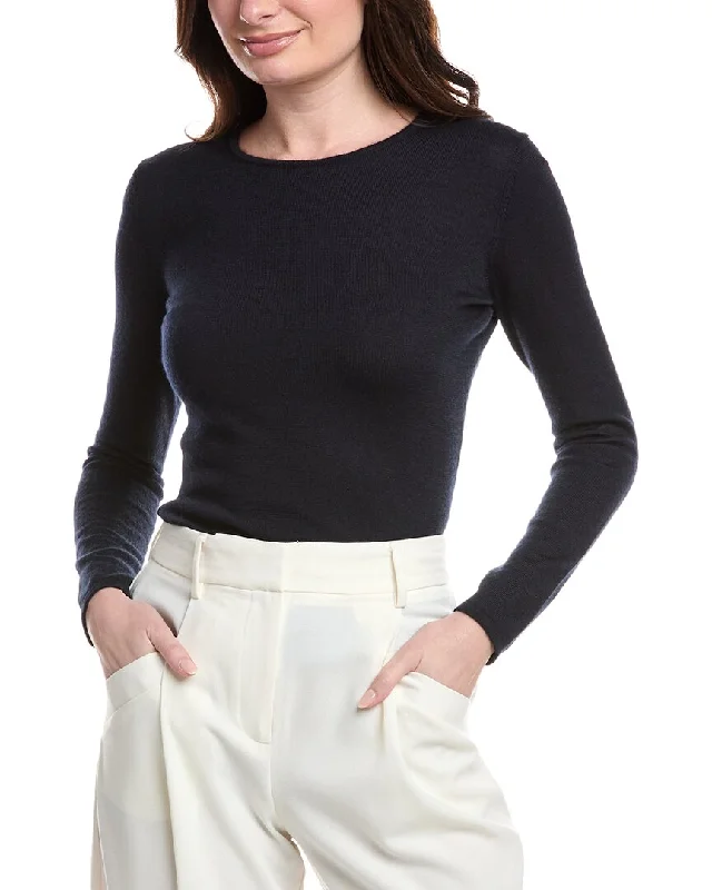 Oscar de la Renta Crewneck Cashmere & Silk-Blend Pullover Slouchy Comfort Pullover