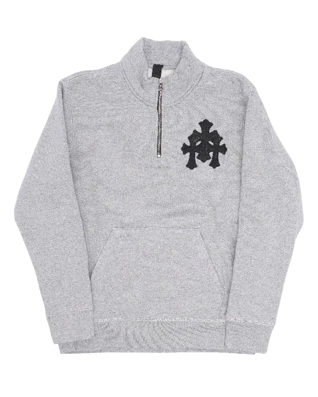 Paper Jam Quarter Zip Sweatshirt Hoodie with Side Slits Relaxed Casual