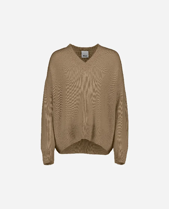 V-Pullover aus Cashmere in Beige Cashmere Luxurious Pullover
