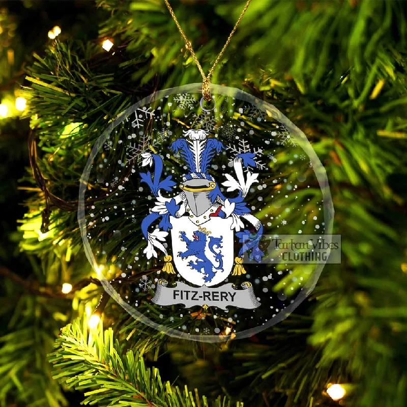 Fitz-Rery Irish Clan Christmas Glass Ornament with Coat of Arms Welt Pockets Slit Pockets Flap Pockets