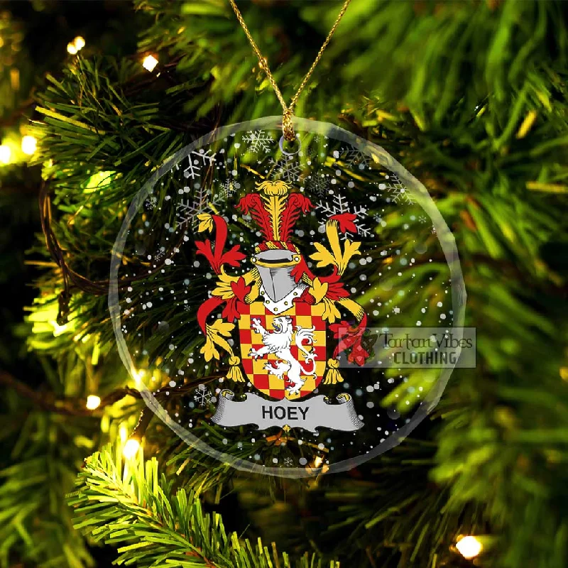 Hoey Irish Clan Christmas Glass Ornament with Coat of Arms empire Basque Peplum