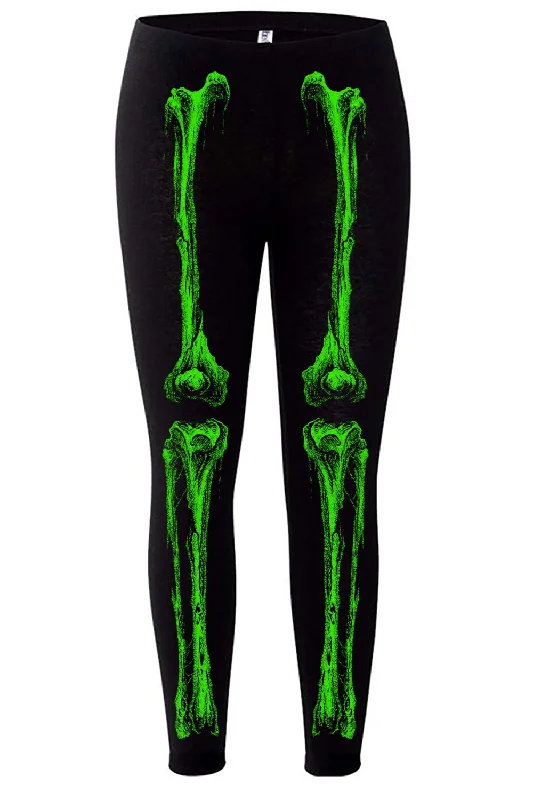 Zombie Rot Skeleton Leggings [Monster Green] Casual Slim-Fit Leggings