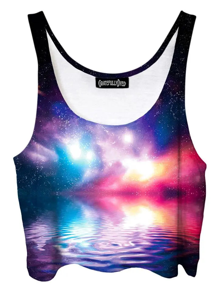 Ripple In Space Water Galaxy Crop Top Anti-Pilling Machine Wash Handmade