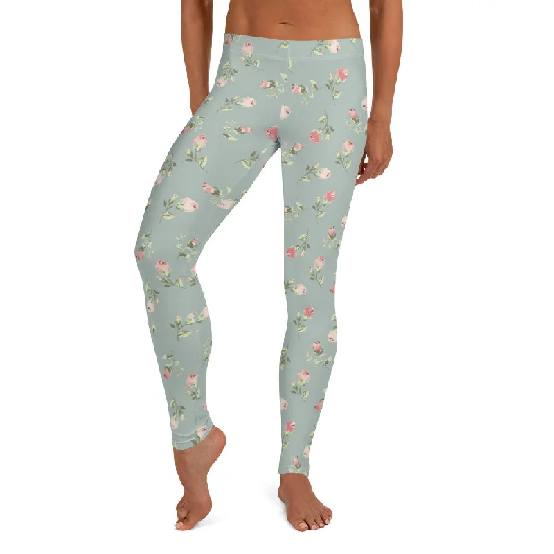 Floral Full Length Leggings Trendy Black Mesh Leggings