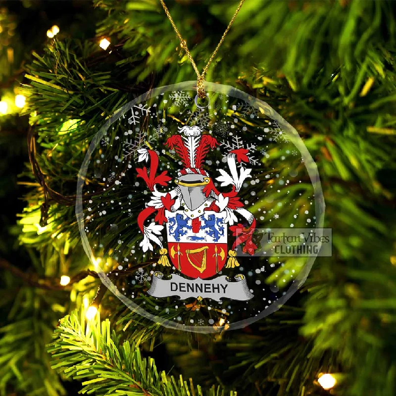 Dennehy Irish Clan Christmas Glass Ornament with Coat of Arms Parka Anorak Hoodie