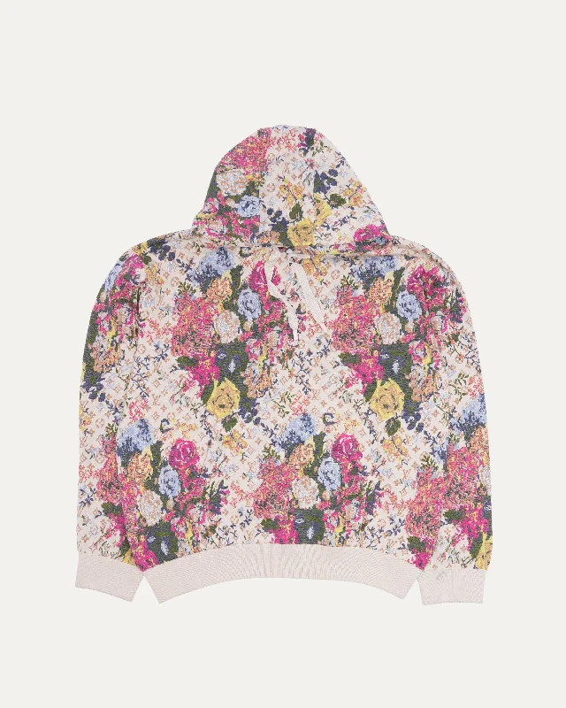 Floral Monogram Jacquard Hoodie Hoodie with Relaxed Fit Easy Casual