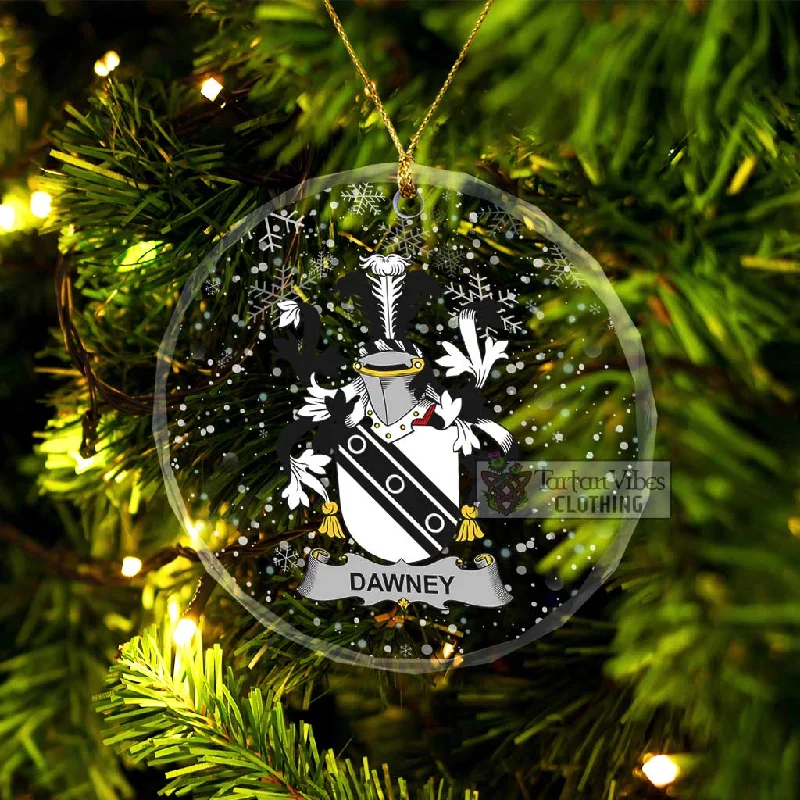 Dawney Irish Clan Christmas Glass Ornament with Coat of Arms Print Jacquard Embroidered