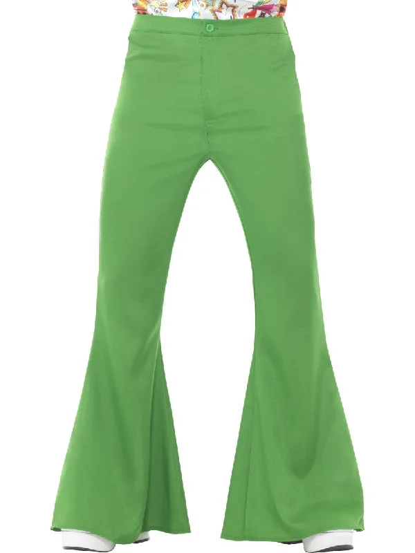 Mens Green Flared Trousers 60s 70s Groovy Disco Hippy Costume Trousers Canvas Durable