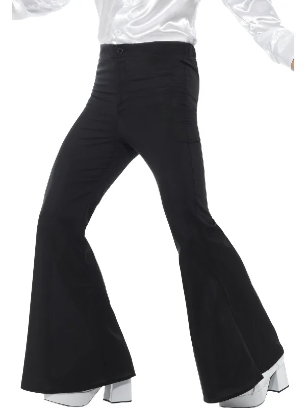 Men's Black Flared Trousers 60s 70s Hippy Flares Disco Fancy Dress Costume Trousers Denim Distressed Men's Black Flared Trousers 60s 70s Hippy Flares Disco Fancy Dress Costume Trousers Denim Distressed