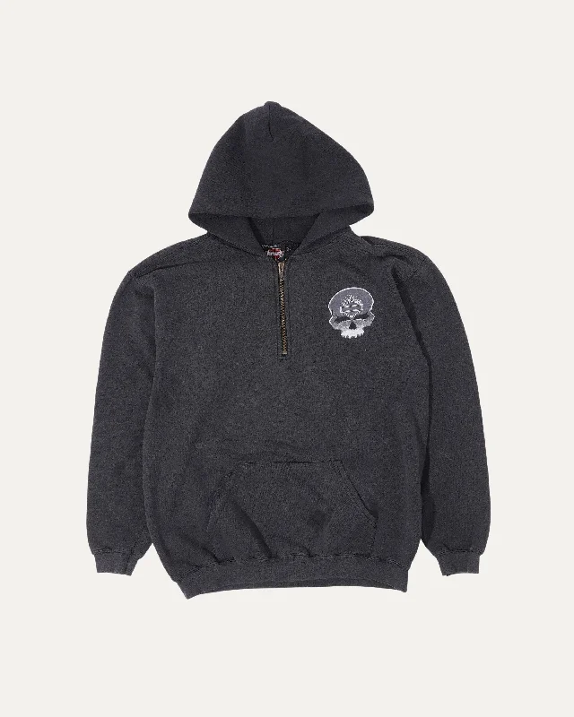 Harley Davidson Quarter-Zip Hoodie Hoodie with Distressed Vintage Worn